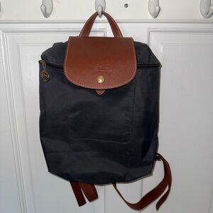 Longchamp Dark Grey and Brown Backpack